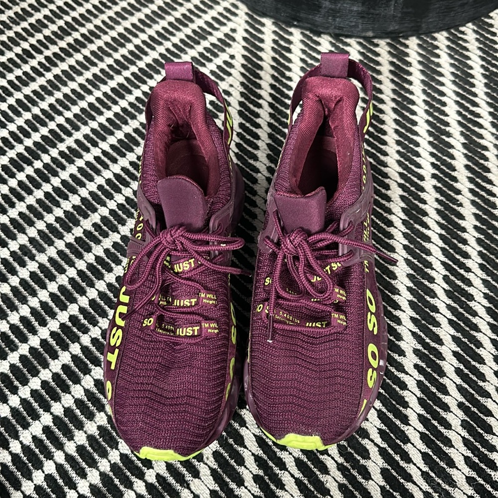 Barely worn purple and green sneakers